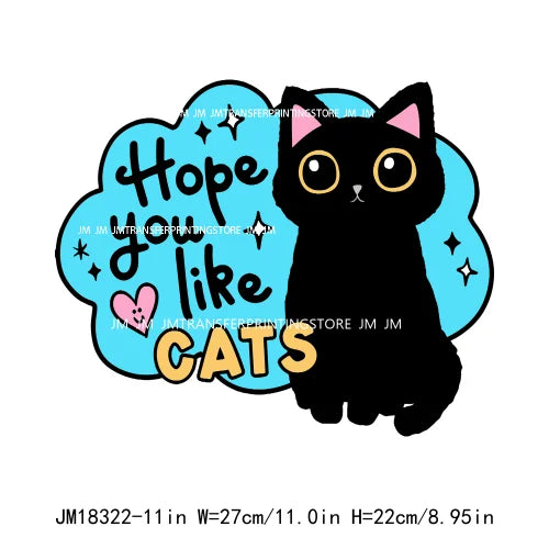 DIY Lovely Cat No Lazy Don't Stress Love And Light Decals Positive Quotes DTF Transfers Stickers Ready To Press For Hoodies