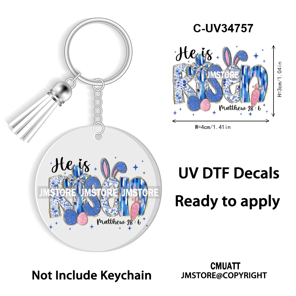 The Lord Is My Shepherd Christian Religious Easter Bible Verse Faith UV DTF Stickers For Round Circle Acrylic Keychain Keyring