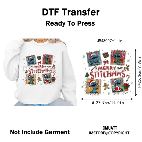 Funny Cartoon Mouse Friends Merry Christmas Movie Character Xmas Season Iron on DTF Transfer Stickers Ready to Press for Hoodies