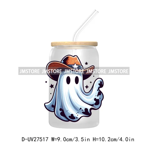 Cute Ghost Stay Spooky Halloween Pumpkin UV DTF Transfer Stickers Decals For Libbey Cold Cups Mugs Tumbler Waterproof Craft Boo