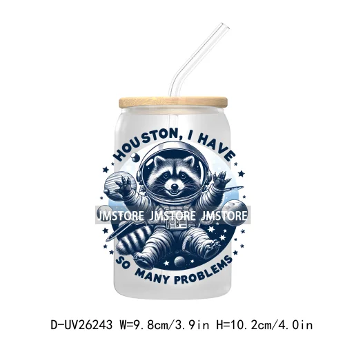 Stay Trashy UV DTF Transfer Stickers Decals For Libbey Cold Cups Mugs Durable Waterproof Custom Logo Labels Funny Raccoon