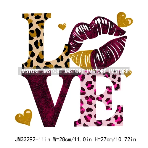 Colorful Love Heart Lips Coquette Happy Valentine's Day Iron On DTF Heat Press Transfers Stickers Ready To Press For Clothing