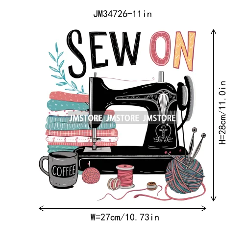 Funny Floral Coffee Sewing Life Machine Seamstress Quilting Hobby Iron On DTF Transfers Stickers Ready To Press For Sweatshirts