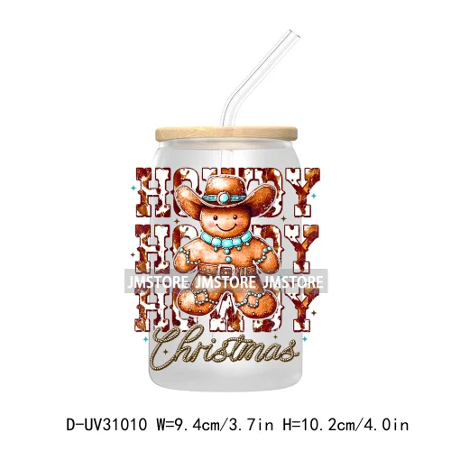 Howdy Christmas Boots Cowboy Cowgirl Western Country Xmas UV DTF Transfer Stickers Decals For Libbey Cold Cups Mugs Tumbler Bow