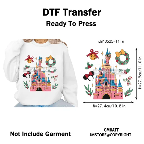 Girly Coquette Merry Christmas Ginger Cartoon Cozy Jolly Season Iron on DTF Heat Transfers Stickers Ready to Press for Clothing