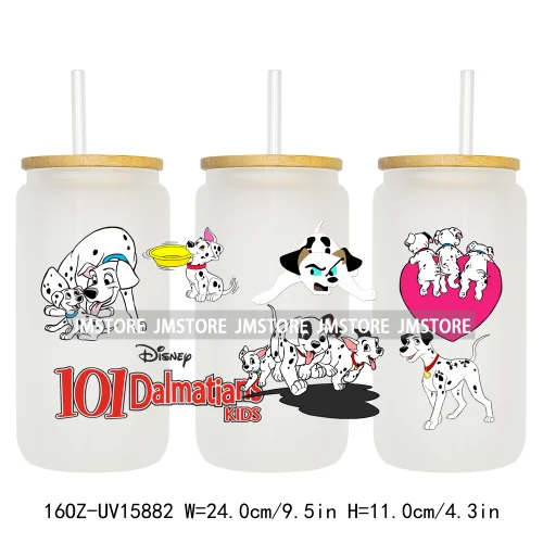 Cute Loyal Dogs Black Dalmatian UV DTF Cup Wraps Ready To Apply Waterproof Transfer Stickers For 16OZ Libbey Glass Can Tumbler
