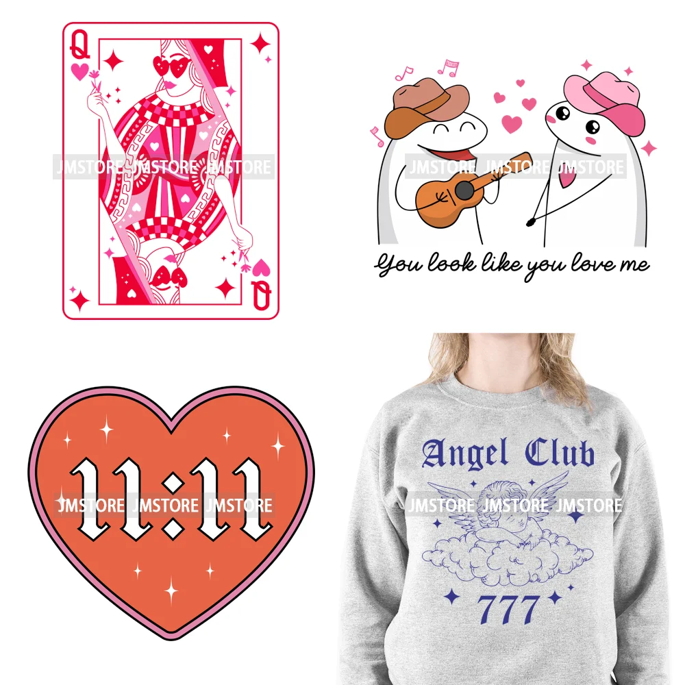 Funny Heart Love Numbers Sweet Valentine Cupid Baby Angel Club Iron On DTF Transfers Stickers Ready To Press For Sweatshirts