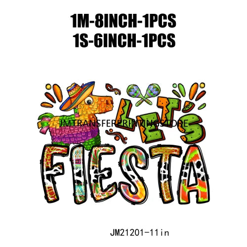 Let's Fiesta Love Mexico Cinco De Mayo La Mama Chingona Design Decals Mamacita Pinata Gnomizes DTF Transfer Stickers For T-shirt