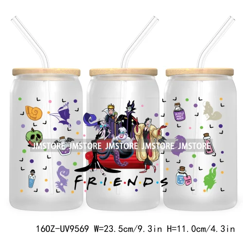 Halloween Cartoon 16OZ UV DTF Cup Wrap Transfer Stickers Custom Labels Waterproof Logo For Libbey Glass Can Pumpkin Season Vibes