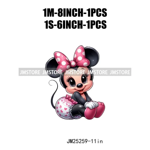 Cartoon Animal Sport Cheer Thermal Designs Baby Pink Mouse Iron On DTF Heat Press Transfers Stickers Ready To Press For Clothes