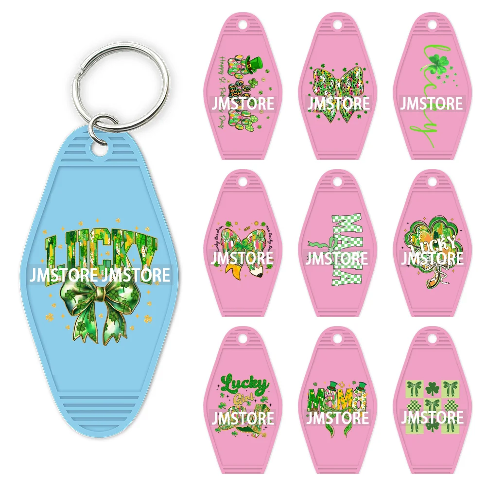 Coquette Green Bow Lucky Mama St Patrick's Day High Quality WaterProof UV DTF Sticker For Motel Hotel Keychain