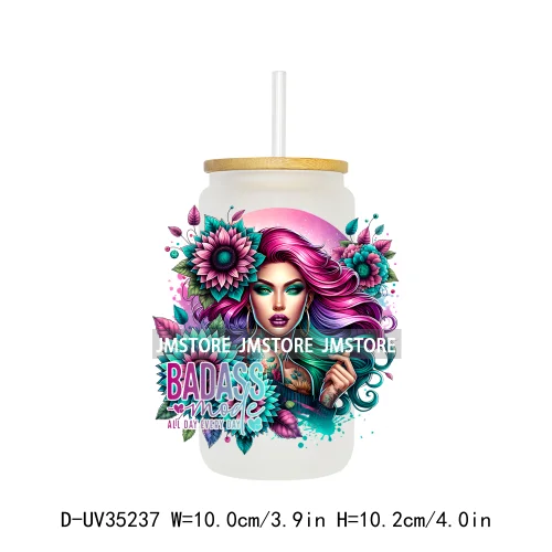 Funny Sarcastic Woman Sassy Girl UV DTF Transfer Stickers Decals Ready To Apply Waterproof For 16OZ Libbey Glass Can Cup Tumbler