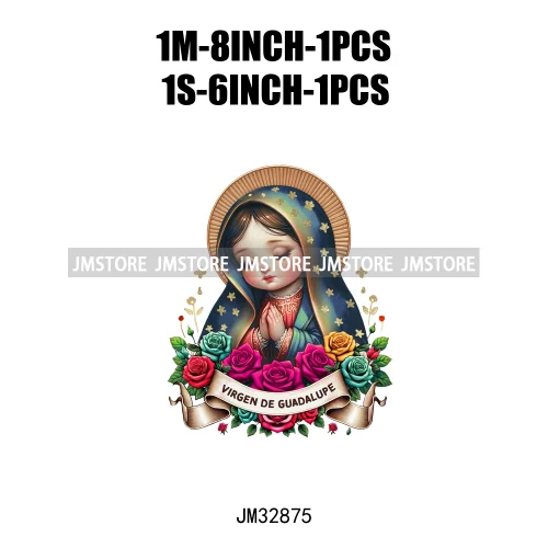 Cute Floral Mexico San Judas Tadeo Virgin Our Lady of Guadalupe Iron On DTF Transfers Stickers Ready To Press For Sweatshirts