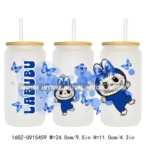 Coloful Cartoon Monsters Butterfly UV DTF Cup Wraps Ready To Apply Waterproof Transfer Stickers For 16OZ Libbey Glass Can Mugs