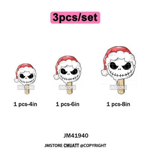 Sweet Christmas Popsicles Spooky Halloween Ice Cream Iron on DTF Washable Transfers Stickers Ready to Press for Clothing Bags