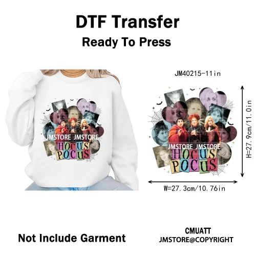 Horror Halloween Movie Witches Social Club Thug Life Coquette Iron on DTF Washable Transfers Stickers Ready to Press for Textile