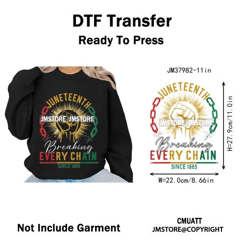 Celebrate Afro Dope Woman Juneteenth Since 1865 Freedom Power Vibes Independence Day Iron on  DTF Transfer Stickers For T-shirts