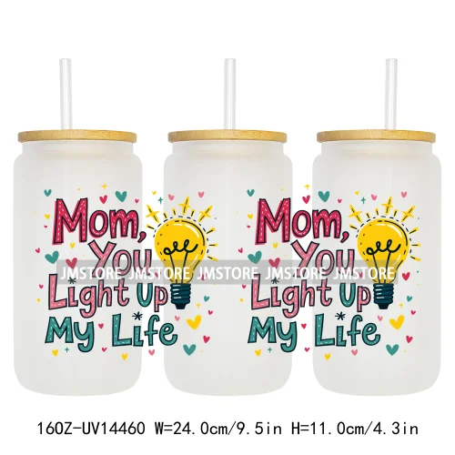 Mother's Day Quotes Mom Love UV DTF Wraps Transfer Sticker Waterproof Custom UV DTF Prints For 16OZ Libbey Glass Can Tumbler Mug