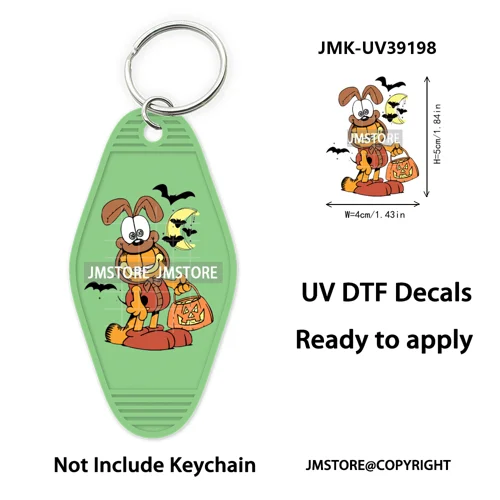 Horror Pumpkin Halloween Cartoon UV DTF Motel Keychain Decal Ready To Ship Durable Transfer Stickers Prints For Hotel Keychain