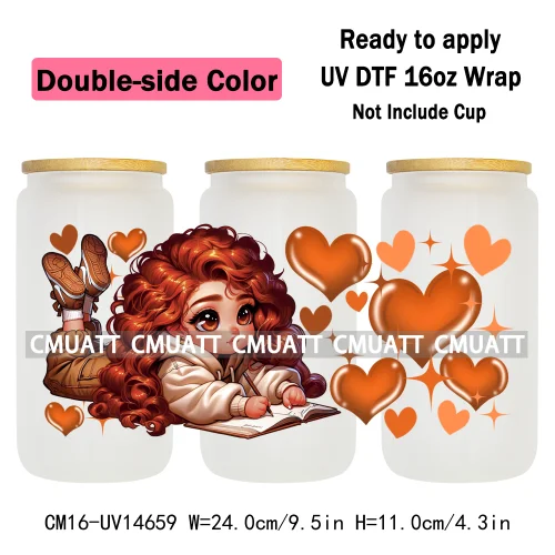 Double Sided Color UV DTF Cup Wraps 16OZ Wholesale Custom Bulk Waterproof Cartoon Lovely Princess Design For DIY Craft Mug Glass