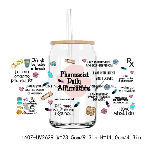 Administrative Assistant Daily Affirmations UV DTF Sticker For 16OZ Libbey Glass Cup Can Wrap Transfer Sticker Custom DIY Logo