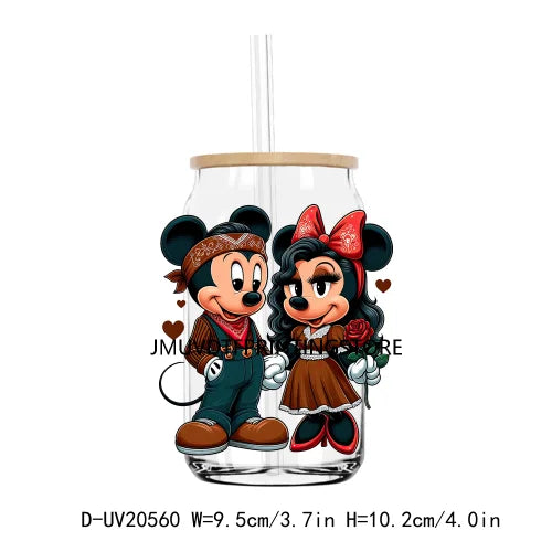 Chicano Cartoon Mouse Valentine Day UV DTF Transfers Stickers Decals For Libbey Cold Cups Mugs Tumbler Waterproof DIY Logo Lover