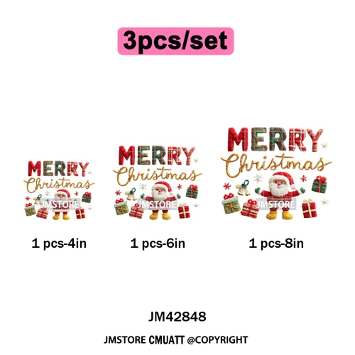 Faux Yarn Christmas Tree Cake Knitting Holiday Xmas Festive Iron on DTF Washable Transfers Stickers Ready to Press for T-shirts