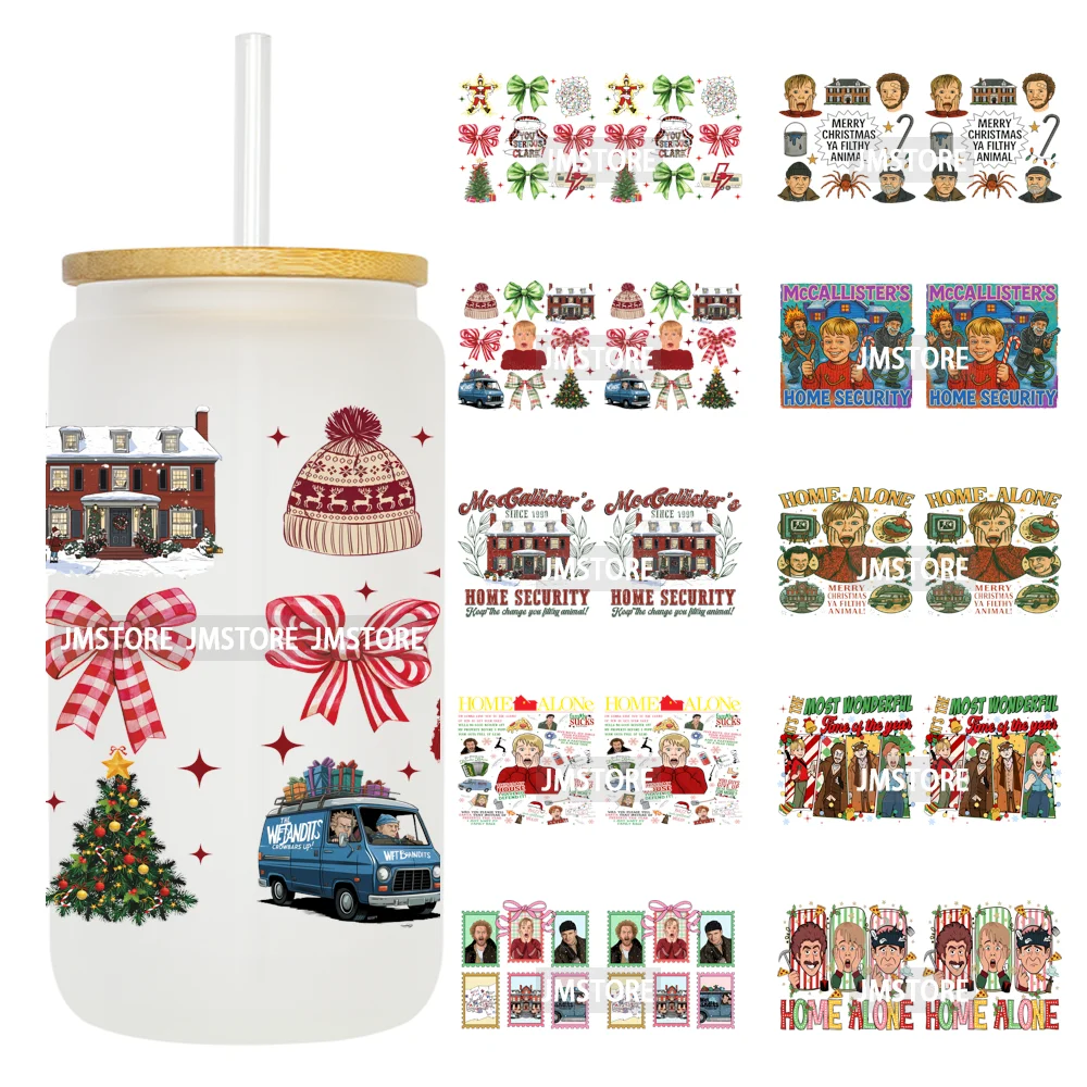 Retro Christmas Movie Character UV DTF Cup Wrap Ready To Apply Transfer Stickers Durable 16OZ Tumbler Wraps For Libbey Glass Can