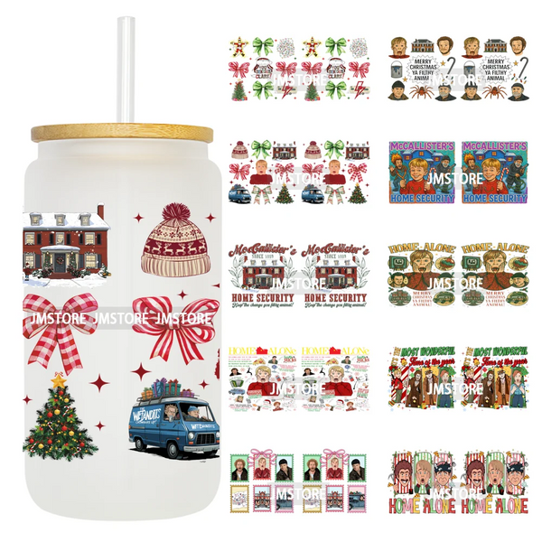 Retro Christmas Movie Character UV DTF Cup Wrap Ready To Apply Transfer Stickers Durable 16OZ Tumbler Wraps For Libbey Glass Can