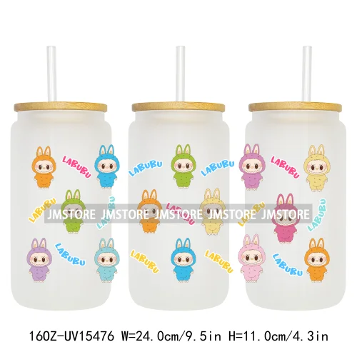 Cute Mama Doll Cartoon Mirror Bow 16OZ UV DTF Cup Wraps Ready To Apply Waterproof Transfer Stickers For Libbey Glass Can Tumbler