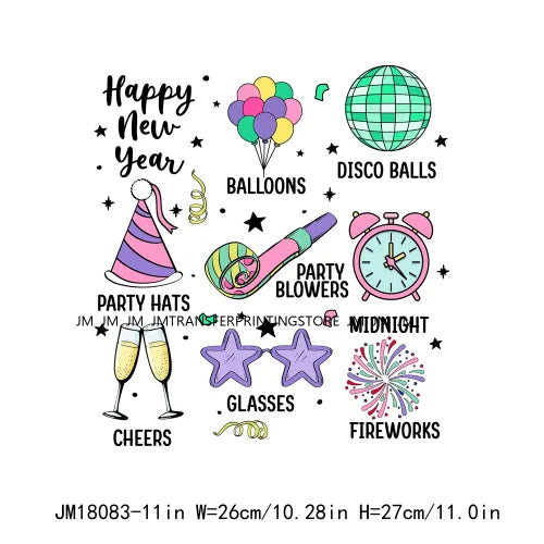 Hello 2024 Plastisol Decals In My 2024 12 New Chapters 365 New Chances Era Faux Glitter DTF Heat Transfer Sticker For Hoodies