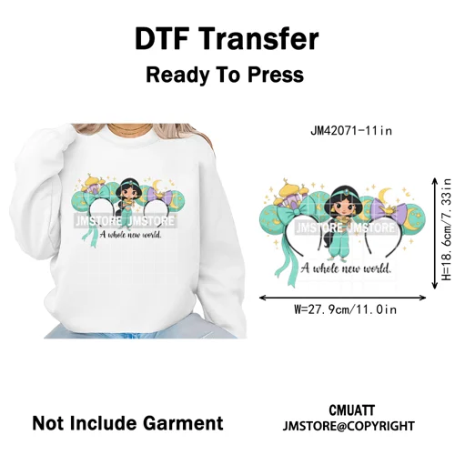Cute Girls Coquette Magic Kingdom Mouse Ears Cartoon Quotes Iron on DTF Washable Transfers Stickers Ready to Press for T-shirts