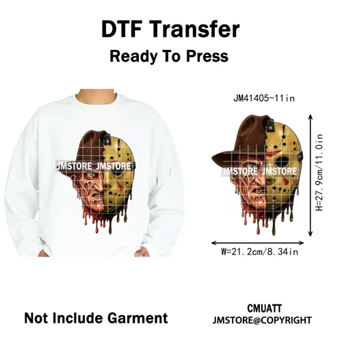 Spooky Soda Can Killer Checkered Horror Characters Drink Halloween Iron on DTF Heat Transfer Stickers Ready to Press for Textile