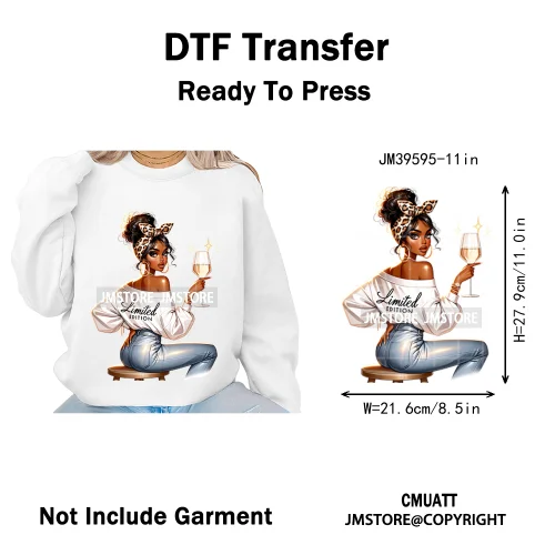 Fashion Afro Girls Pray Christian Black Boss Lady Printing Iron on DTF Washable Transfers Stickers Ready to Press for Clothes