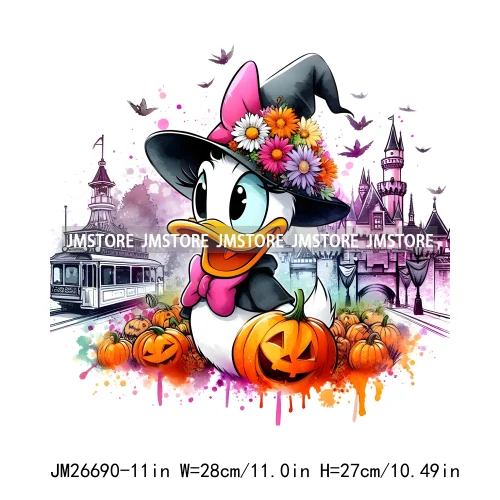 Wholesale Cartoon Character Pumpkin Halloween Scary Vibes Thermal Logo DTF Iron On Transfer Stickers Ready To Press For Clothing