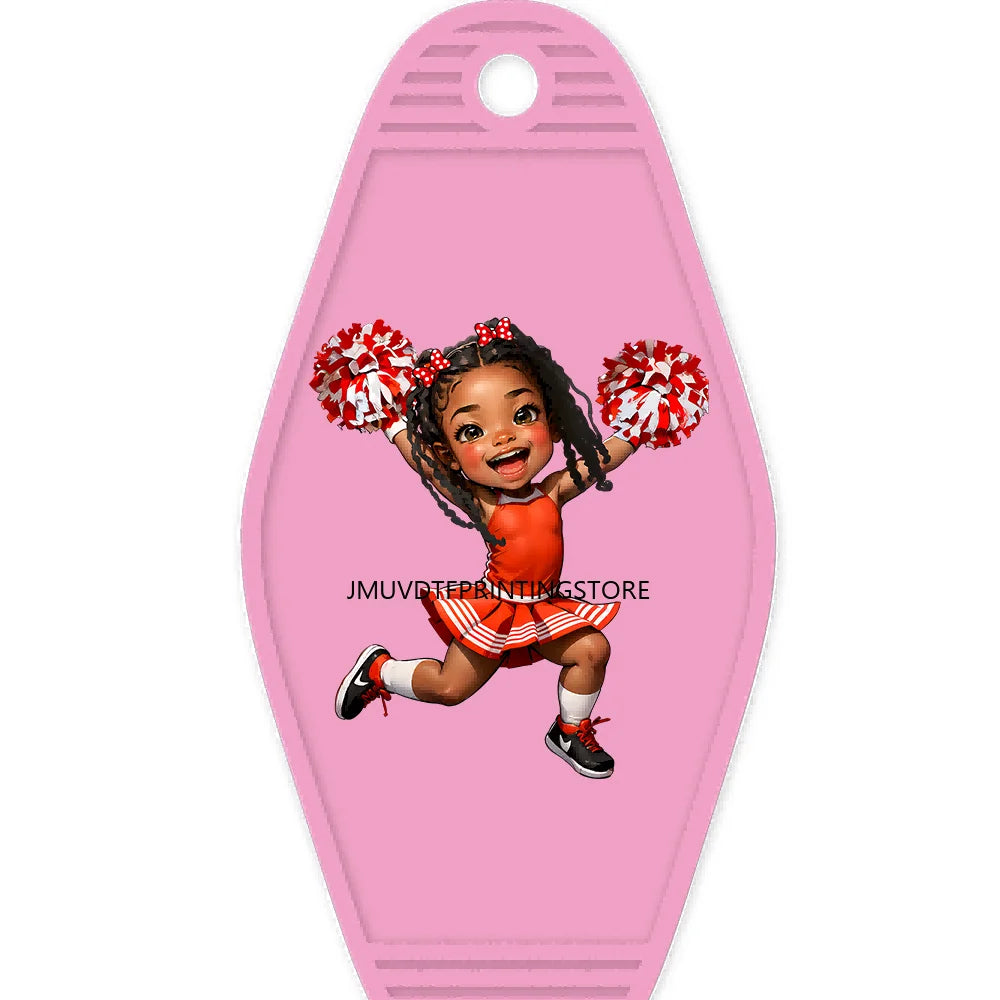 Sport Football Player High Quality WaterProof UV DTF Sticker For Motel Hotel Keychain Black Afro Girls