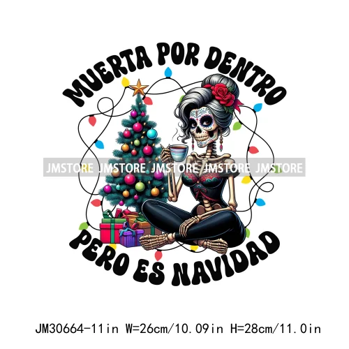 Pan Dulce Concha Ghost Christmas Feliz Latina Girl Muerta Por Dentro Pero Es Navidad Iron On DTF Transfers Stickers For Clothes