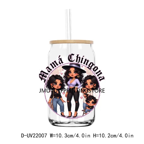 Chicano Latina Mama Family UV DTF Transfers Stickers Decals For Libbey Cold Cups Mugs Tumbler Waterproof DIY Craft Gift For Mom