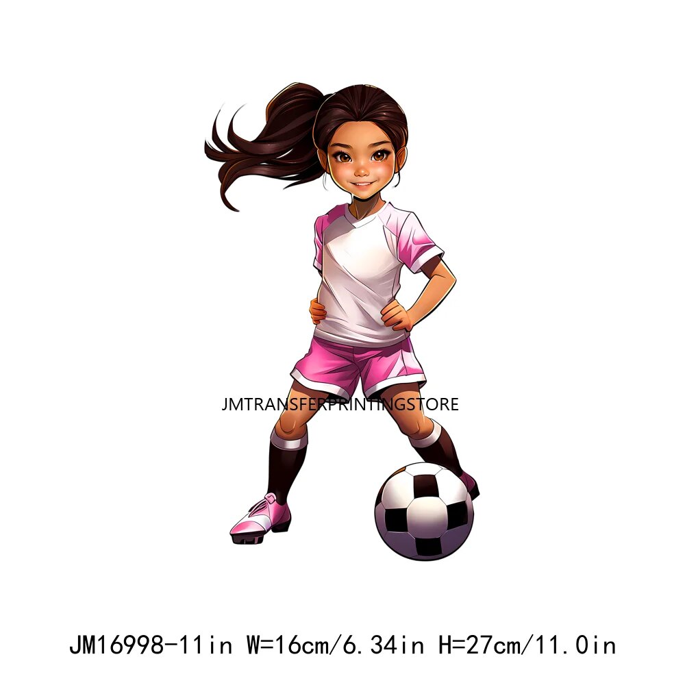 Afro Cut Sport Girl Football Baseball Sticker Heat Press American Afro Sport Kids DTF Transfers For Bags Hoodies