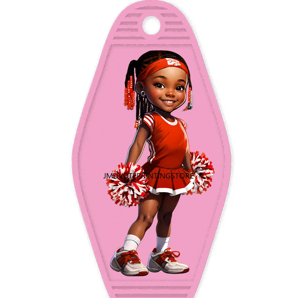 Sport Football Player High Quality WaterProof UV DTF Sticker For Motel Hotel Keychain Black Afro Girls