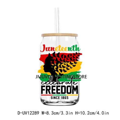 Steppin' into Juneteenth UV DTF Transfer Stickers Decals For Libbey Cold Cups Mugs Tumbler Waterproof DIY Logo Black Nurse Magic