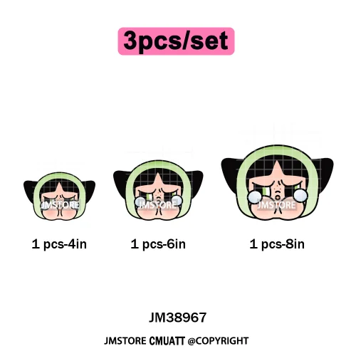 Cute Cry Tears Sad Girls Cartoon Dolls Love Designs Iron on DTF Washable Heat Transfers Stickers Ready to Press for Clothes Bags