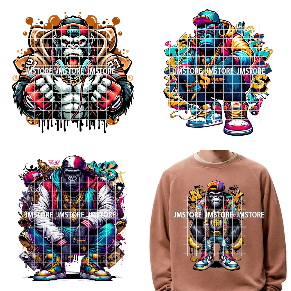 12in Graffiti Gangster Hip Hop Gorilla Life Is Better With Bulldog Iron on DTF Heat Transfer Sticker Ready to Press for Hoodies