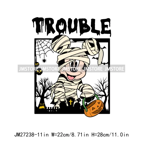 Cartoon Halloween Season Let's Go Ghouls Burn Sage Not Witches Spooky Vibes DTF Iron On Heat Press Transfer Stickers For Clothes