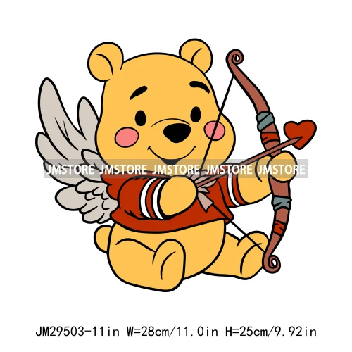 Happy Valentine's Day Cartoon Character Mouse Animal Cupid Love Heart DTF Iron On Transfers Stickers Ready To Press For T-shirts