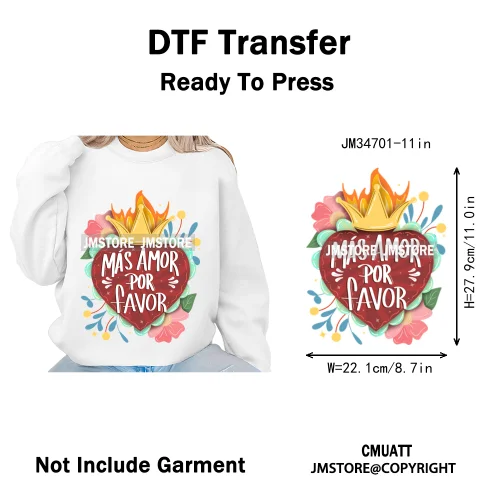 Funny Mexican Self-Love Latina Amor Propio Era Inverted Washable Iron on DTF Transfers Stickers Ready to Press for Sweatshirts