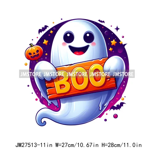 Cute Boo Howdy Floral Ghouls Animal Pumpkin Halloween Decal Logos DTF Iron On Transfers Stickers Ready To Press For T-shirts