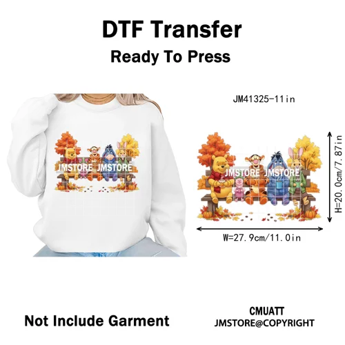 Cartoon Friends Character Faux Glitter Coquette Pumpkin Girly Halloween Iron on DTF Transfer Stickers Heat Press for Hoodies Bag