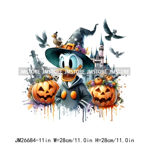 Wholesale Cartoon Character Pumpkin Halloween Scary Vibes Thermal Logo DTF Iron On Transfer Stickers Ready To Press For Clothing