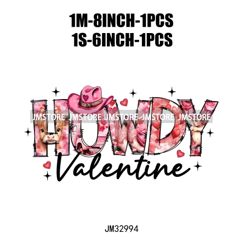 Pink Howday Highland Cow Dog Coquette Bow All Booked for Valentines Day Iron On DTF Transfer Stickers Ready To Press For Hoodies